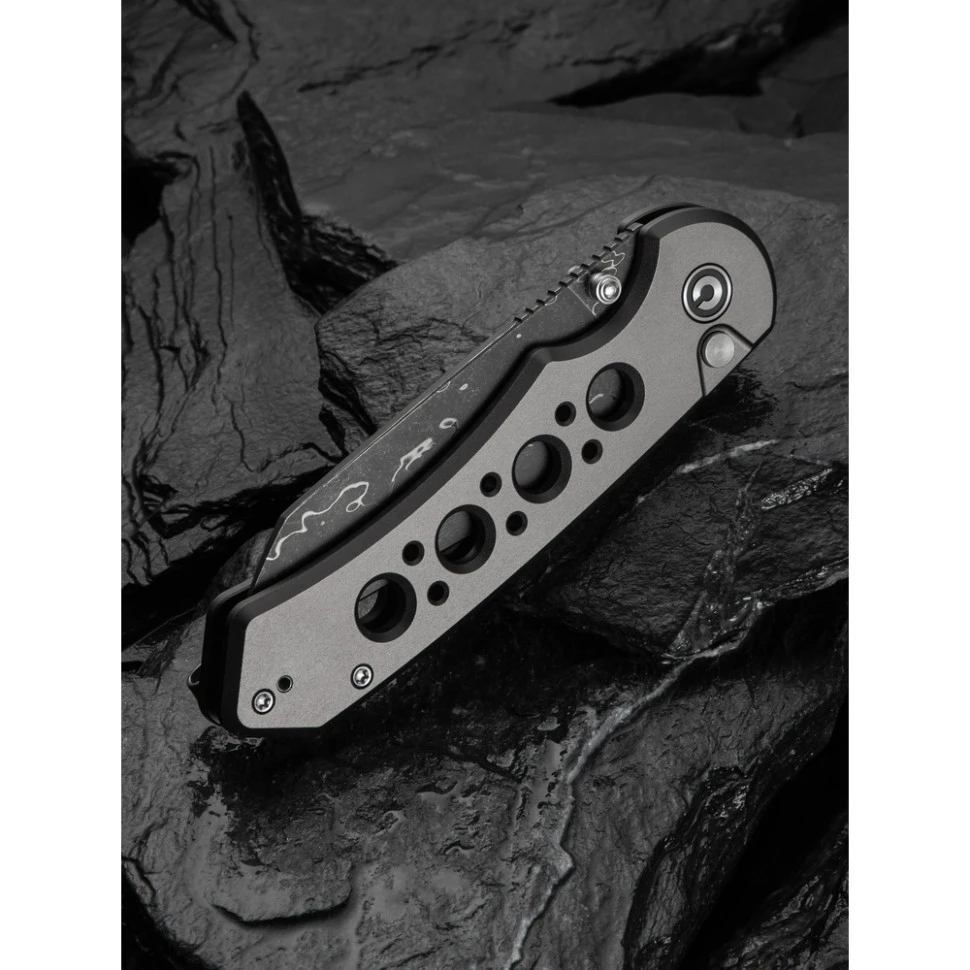 Ніж складаний туристичний Civivi Pragma Prime, (8.9 см) Damascus / Aluminum сірий — фото 15