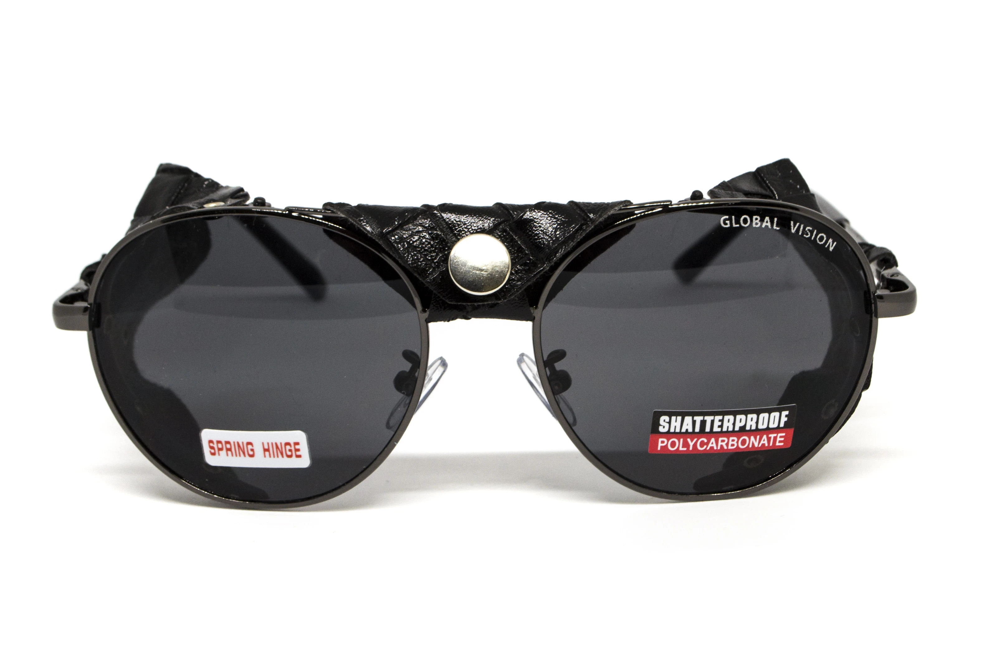 Очки защитные Global Vision Aviator-5 GunMetal (gray), серые в темной оправе со съёмным уплотнителем из синтетитечской "кожи" — фото 4