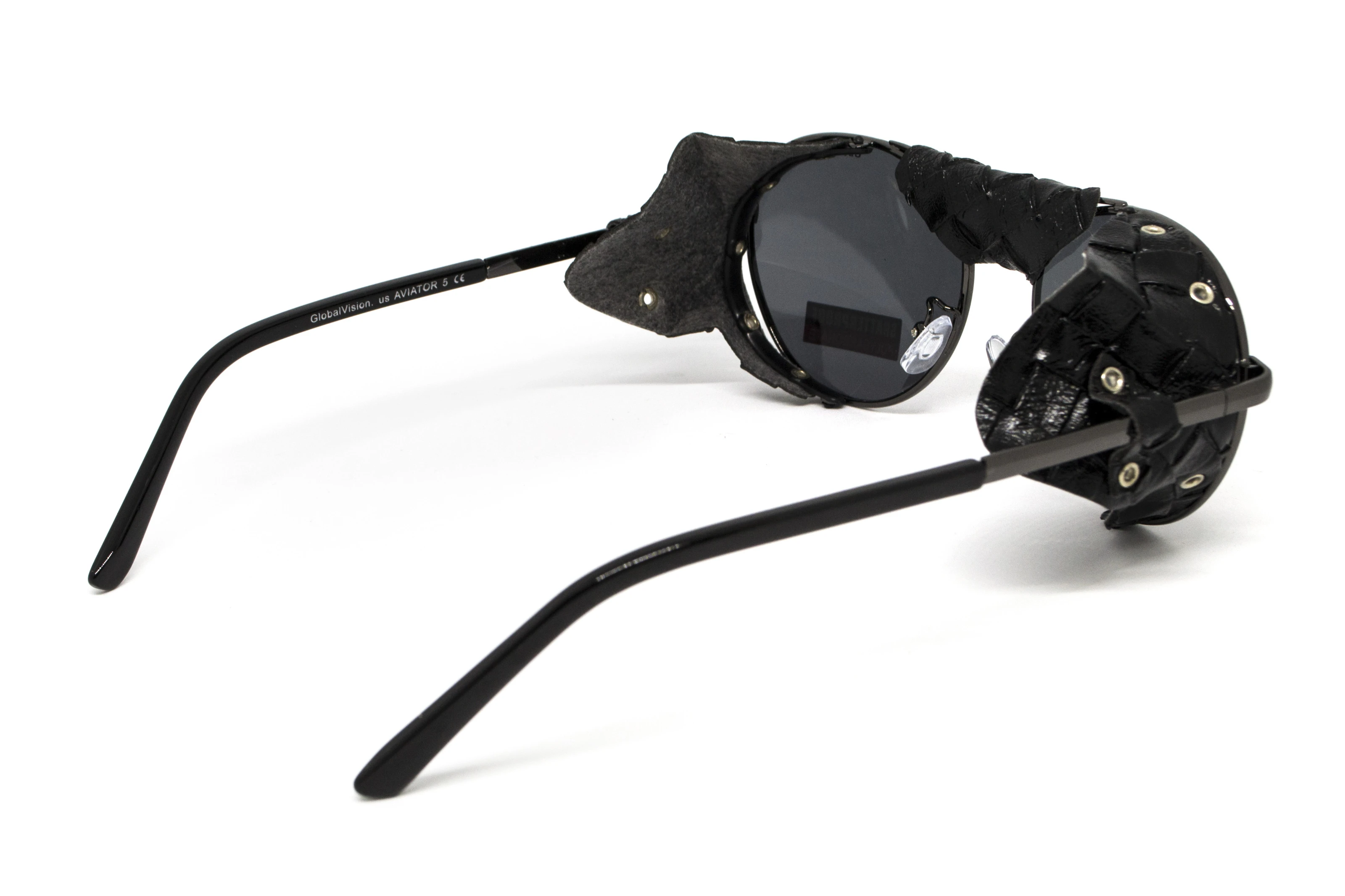 Очки защитные Global Vision Aviator-5 GunMetal (gray), серые в темной оправе со съёмным уплотнителем из синтетитечской "кожи" — фото 9