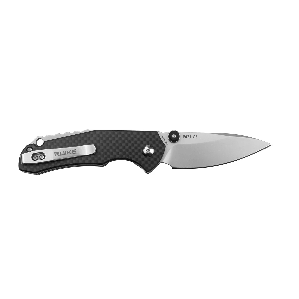 Ніж складаний кишеньковий Ruike P671-CB, (7 см) 14C28N / G10&carbon fiber чорний — фото 3