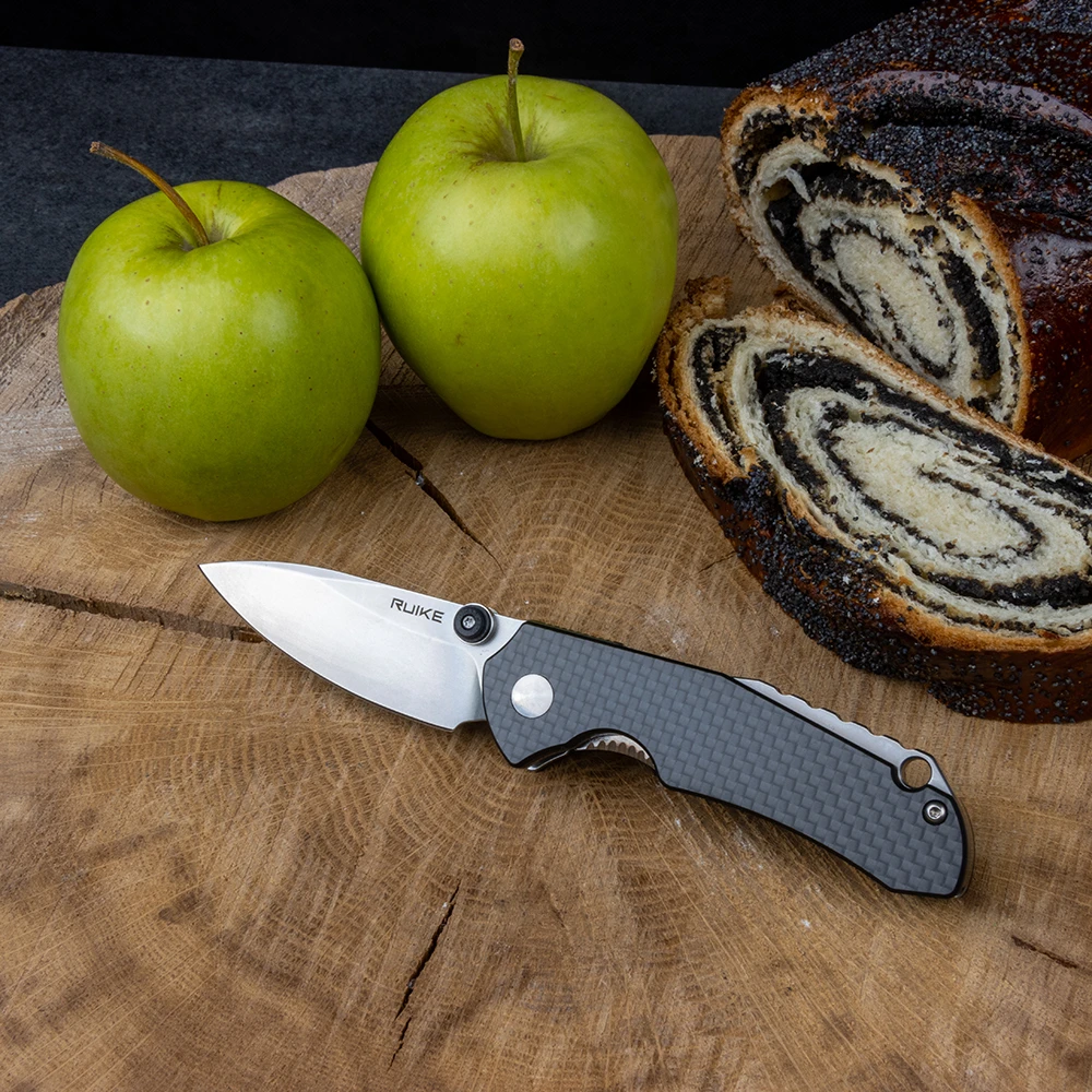 Ніж складаний кишеньковий Ruike P671-CB, (7 см) 14C28N / G10&carbon fiber чорний — фото 4