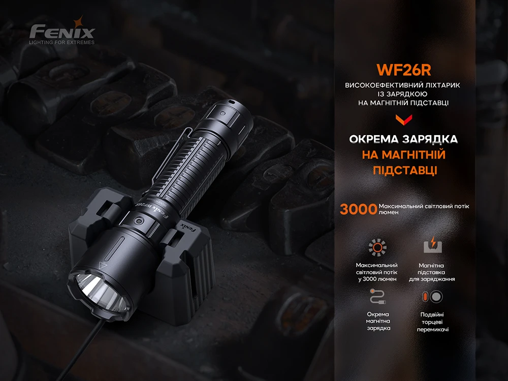 Ліхтар професіональний Fenix WF26R з магнітною зарядкою — фото 6
