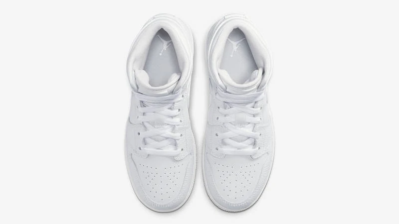 Кросівки дитячі Air Jordan 1 Mid GS 'Triple White Tumbled Leather' 2050 — фото 4