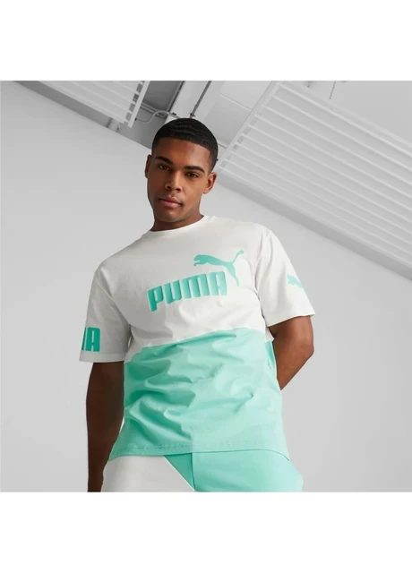 Футболка чоловіча Puma Power Colourblock White/Turquoise (673321-77) — фото 3