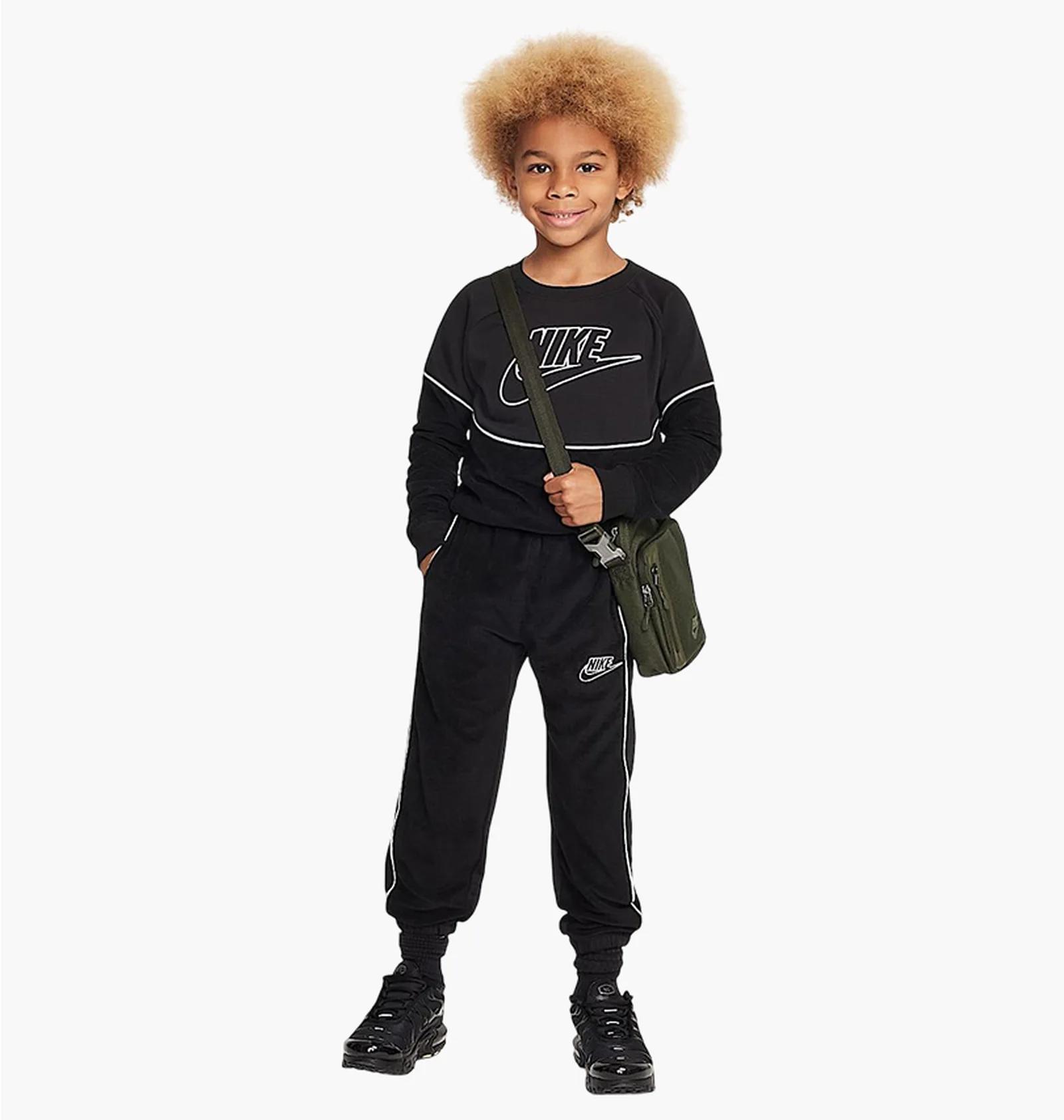 Спортивний костюм дитячий Nike Sportswear Amplify French Terry Crew Set Little Kids 2-Piece Set Black (86L198-023) — фото 1