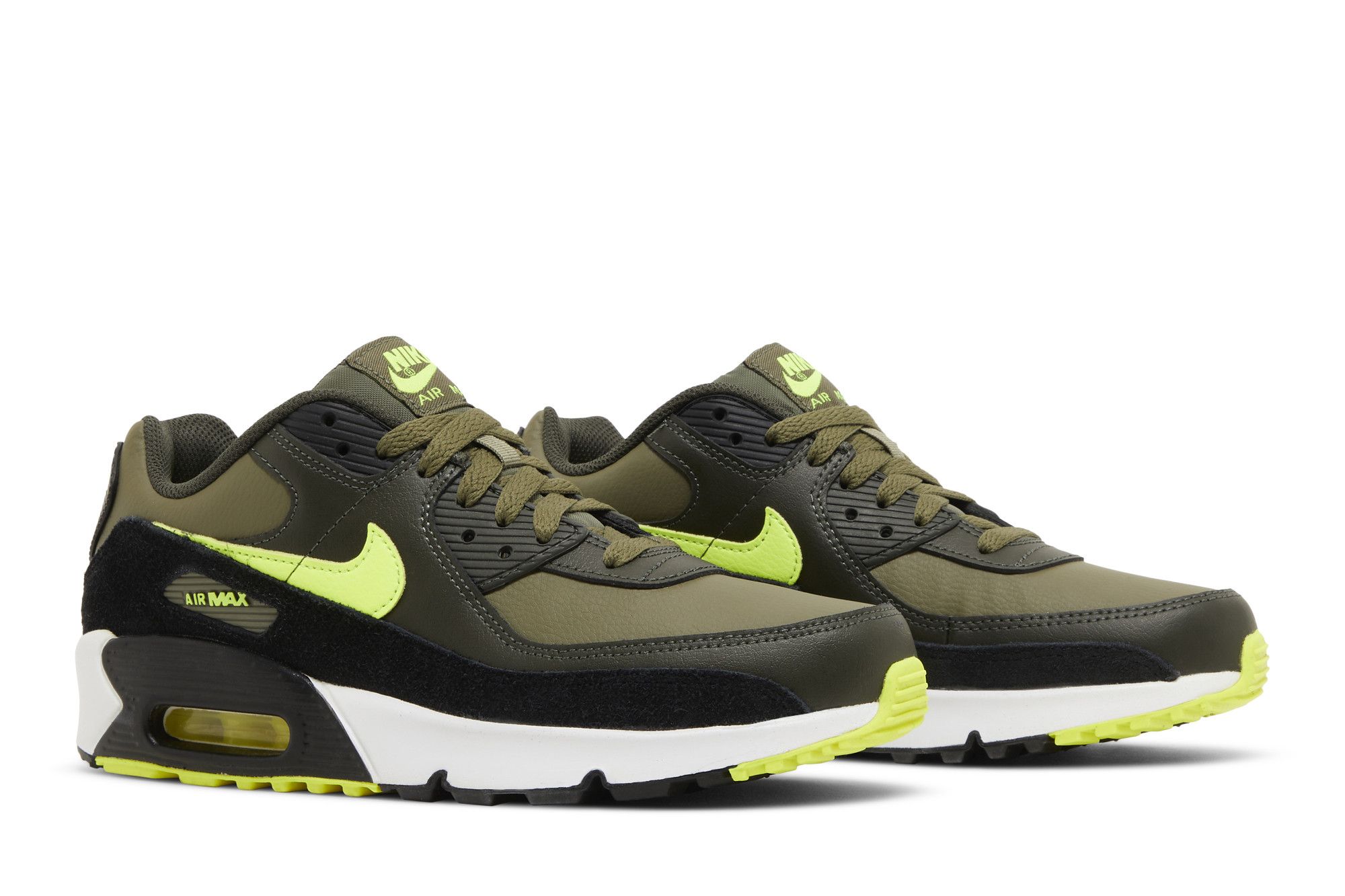 Кросівки дитячі Nike Air Max 90 Leather GS 'Medium Olive Volt' — фото 9