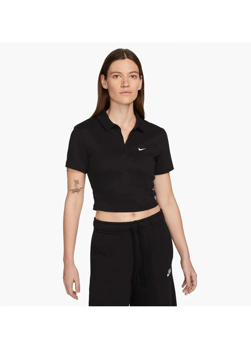 Футболка жіноча Nike Sportswear Essentials Short-Sleeve Polo Cropped (DV7884-010) — фото 1