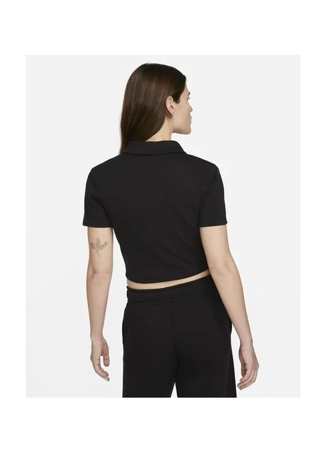 Футболка жіноча Nike Sportswear Essentials Short-Sleeve Polo Cropped (DV7884-010) — фото 3