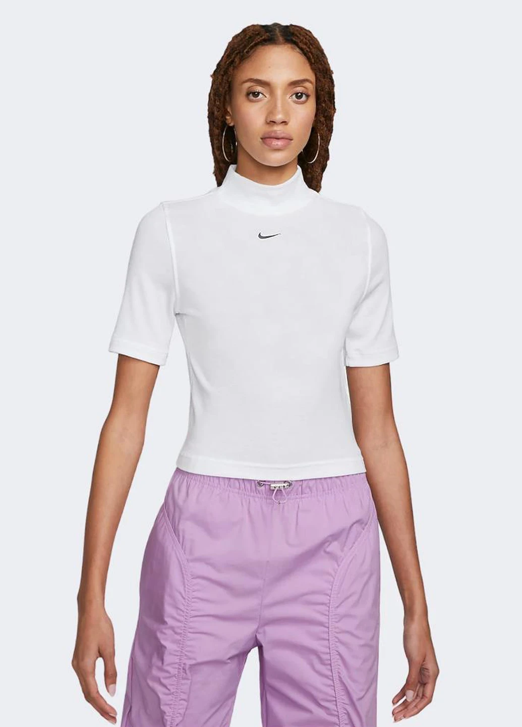 Футболка жіноча Nike Essntl Rib Mock Ss Top (DV7958-100) — фото 1