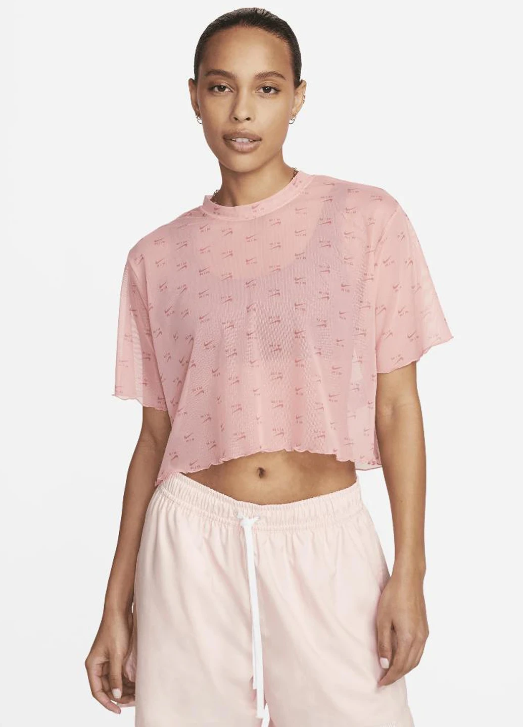 Футболка жіноча Nike Air Printed Mesh Short-Sleeve Crop Top (DV8245-611) — фото 1