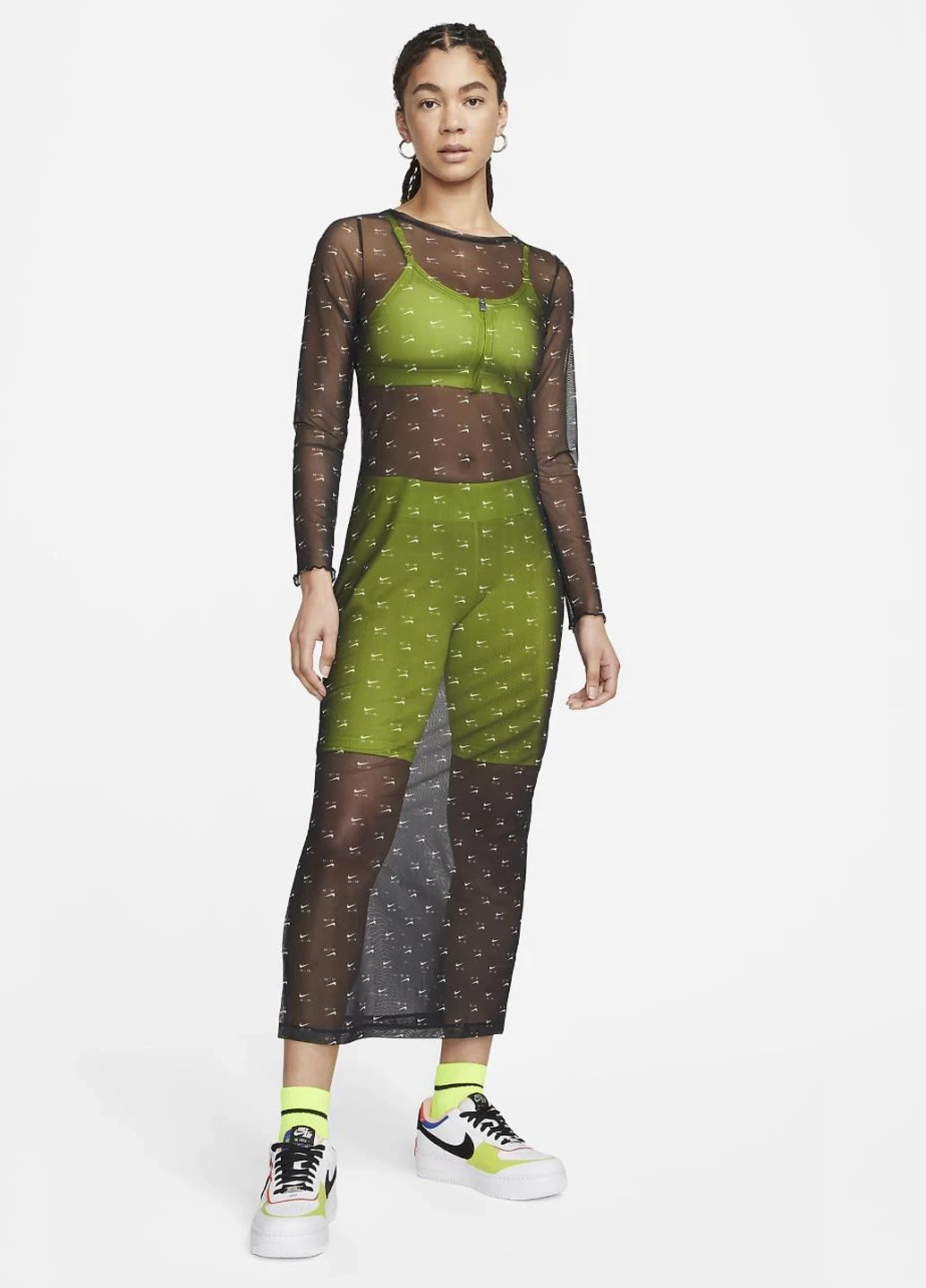 Плаття жіноче Nike Air Women's Printed Mesh Long-Sleeve Dress (DV8249-010) — фото 1