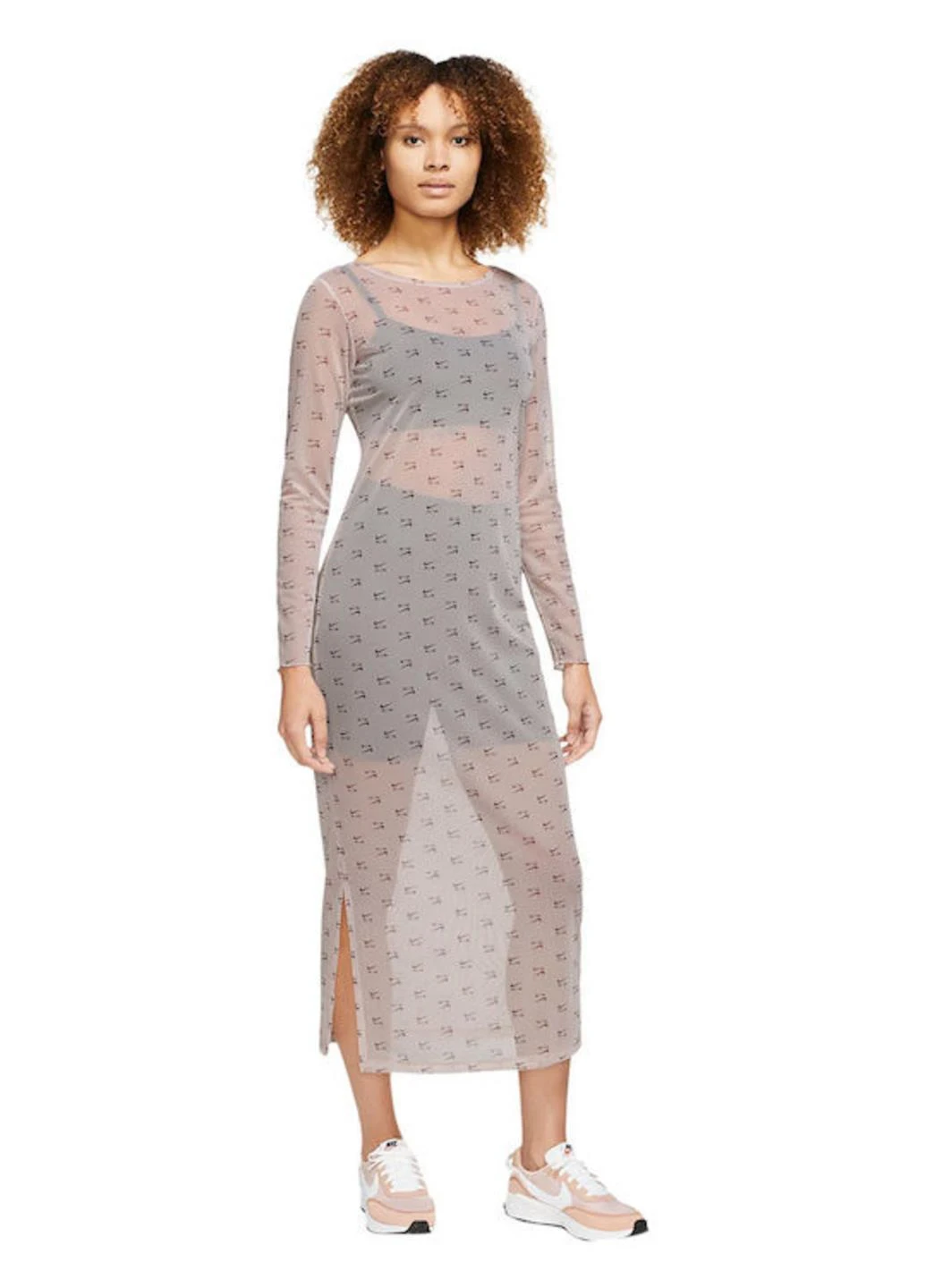 Плаття жіноче Nike Summer Evening Long Sleeve Midi Dress Gray Print (DV8249-292) — фото 1