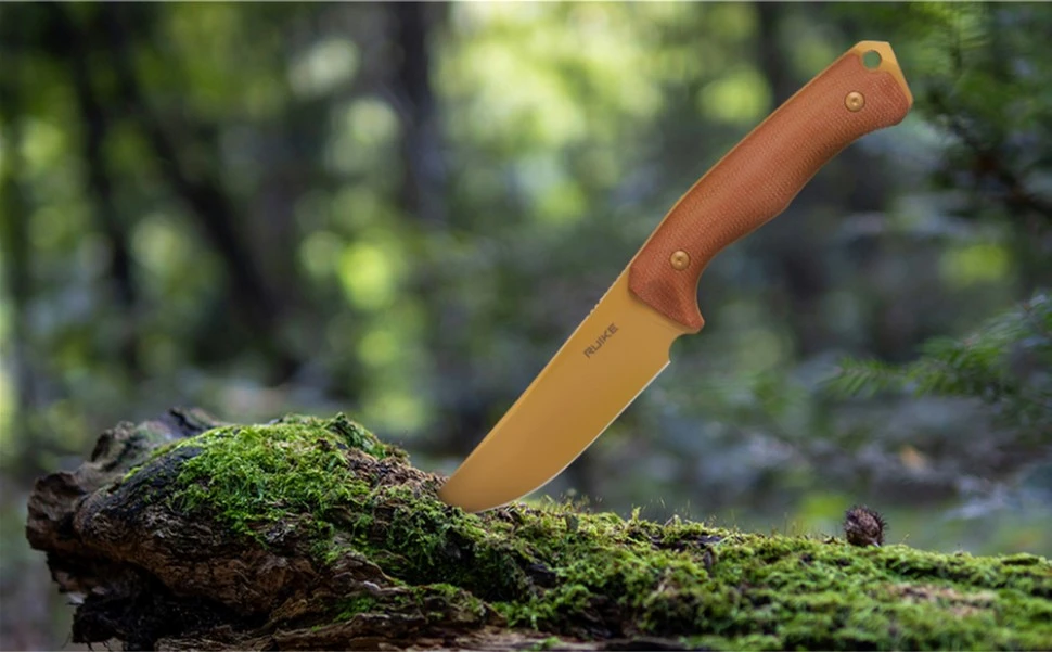 Ніж фіксований мисливський  Ruike F186-MN, (11.8 см) D2 / Micarta коричневий — фото 10