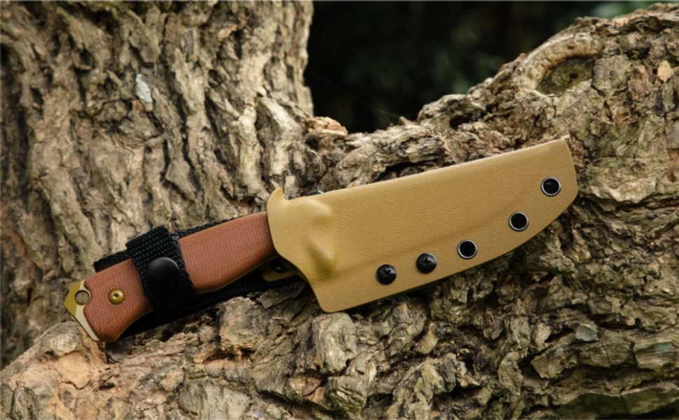 Ніж фіксований мисливський  Ruike F186-MN, (11.8 см) D2 / Micarta коричневий — фото 12
