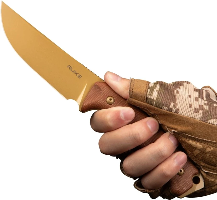Ніж фіксований мисливський  Ruike F186-MN, (11.8 см) D2 / Micarta коричневий — фото 8