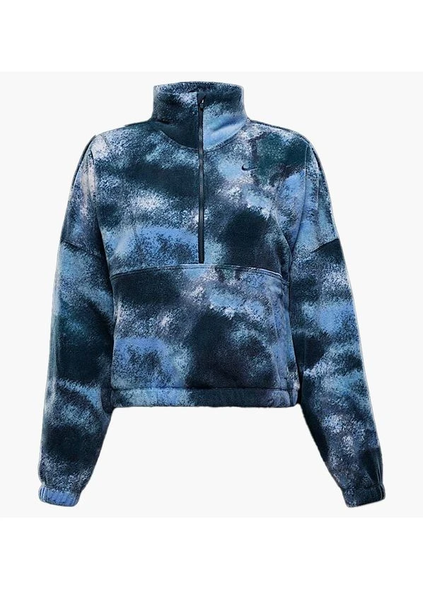 Кофта жіночі Nike One Therma-Fit Oversized 1/2-Zip Fleece Printed Top Camo/Blue (FZ6969-478) — фото 1