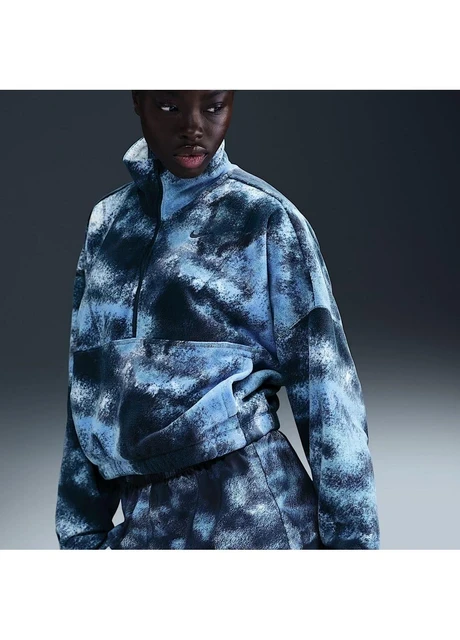 Кофта жіночі Nike One Therma-Fit Oversized 1/2-Zip Fleece Printed Top Camo/Blue (FZ6969-478) — фото 2