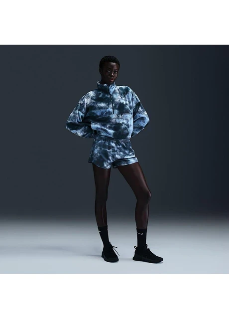 Кофта жіночі Nike One Therma-Fit Oversized 1/2-Zip Fleece Printed Top Camo/Blue (FZ6969-478) — фото 5