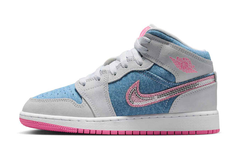 Кросівки дитячі Jordan 1 Mid Se (Gs) Grey/Blue (HQ1999-400) — фото 1