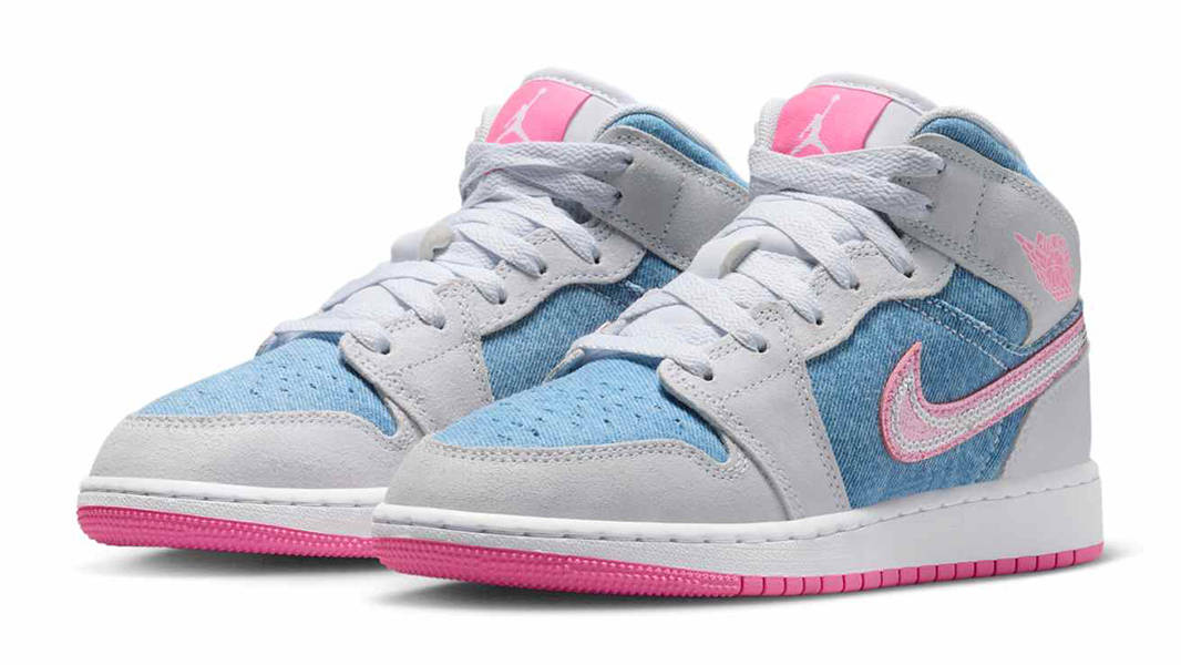 Кросівки дитячі Jordan 1 Mid Se (Gs) Grey/Blue (HQ1999-400) — фото 3