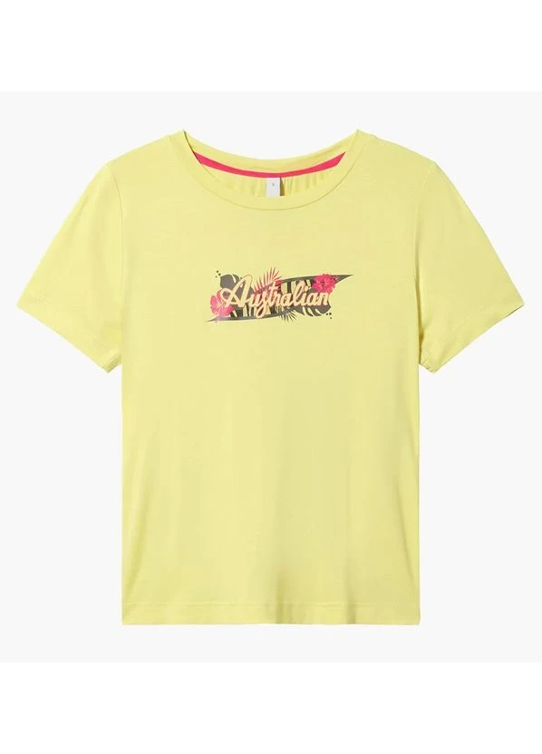 Футболка жіноча Australian Logo Flowers Tee Jersey V Yellow (LSDTS0027-074) — фото 2
