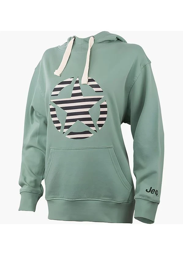 Кофта унісекс Jeep Hooded Oversize Sweatshirt Star Striped Print Turquoise (O102608-E854) — фото 2