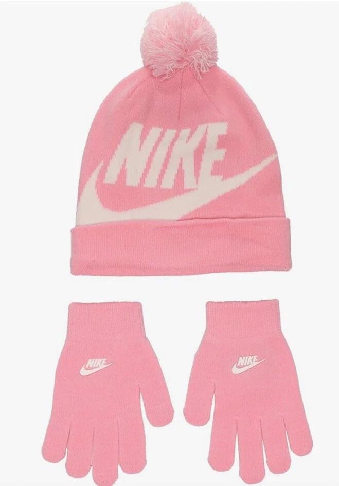 Nike Kids Dark Grey Heather Swoosh Beanie & Gloves Set — фото 1