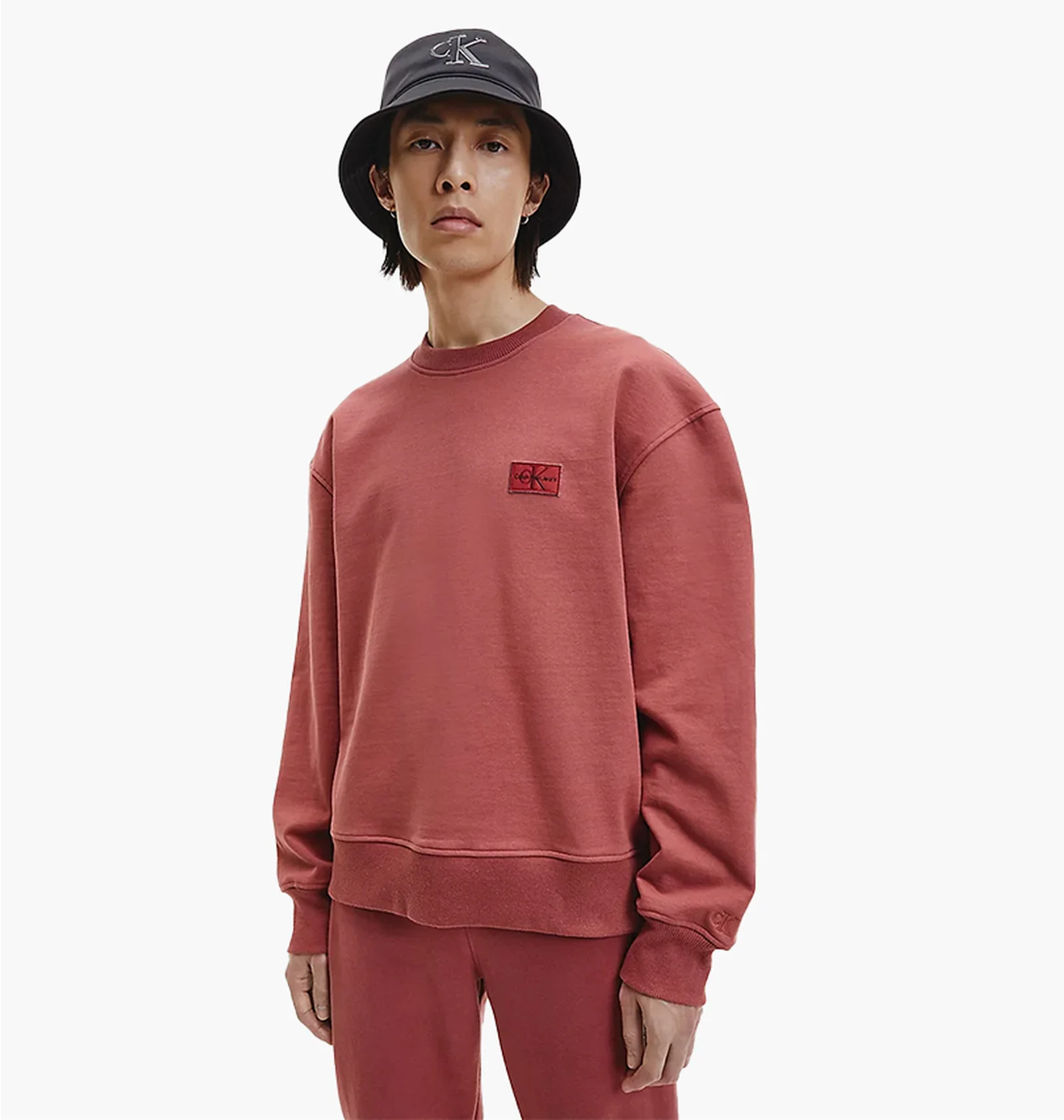 Кофта чоловіча Calvin Klein Shrunken Badge Crew Neck Terracotta Tile (J30J321544) — фото 1