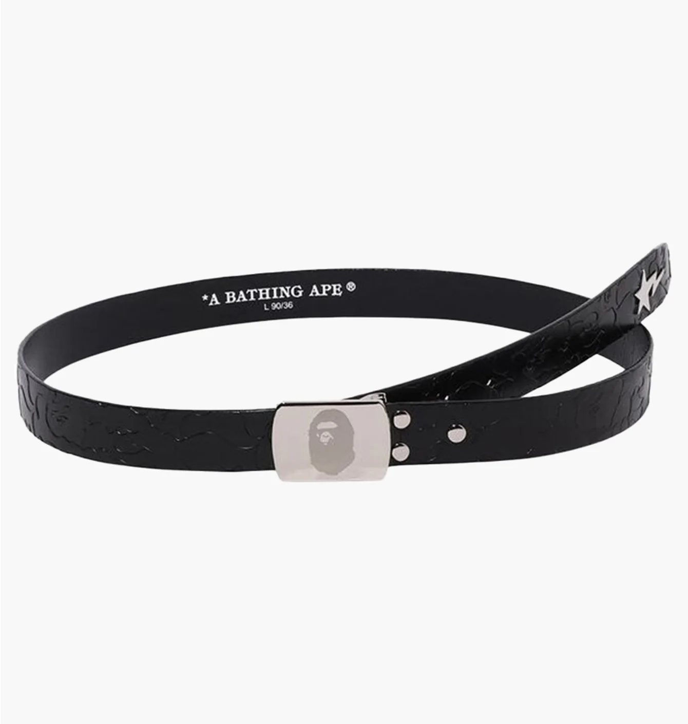 Ремінь Bape Bathing Ape Neon Camo Narrow Leather Belt - Black (001BTK301003M) — фото 3
