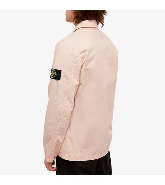 Сорочка Stone Island Brushed Cotton Canvas Zip Overshirt Rose — фото 6