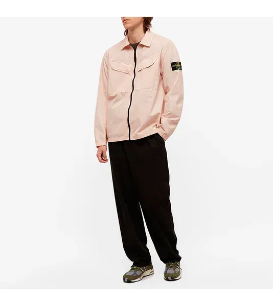 Сорочка Stone Island Brushed Cotton Canvas Zip Overshirt Rose — фото 4