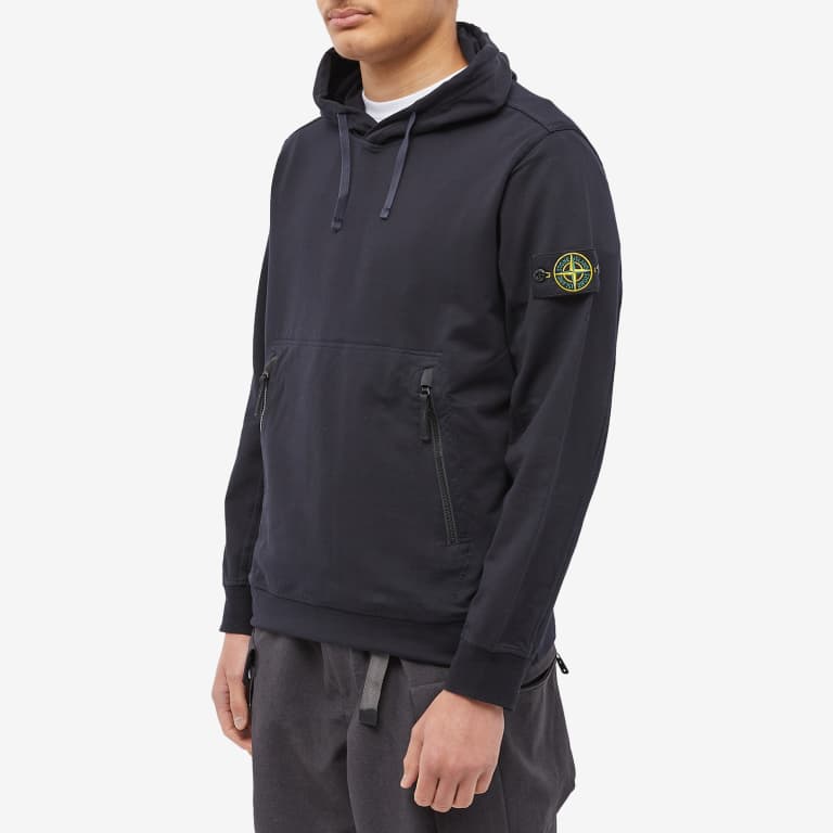 Худі чоловіче Stone Island Cotton Zip Pocket Detail Popover Hoodie — фото 3