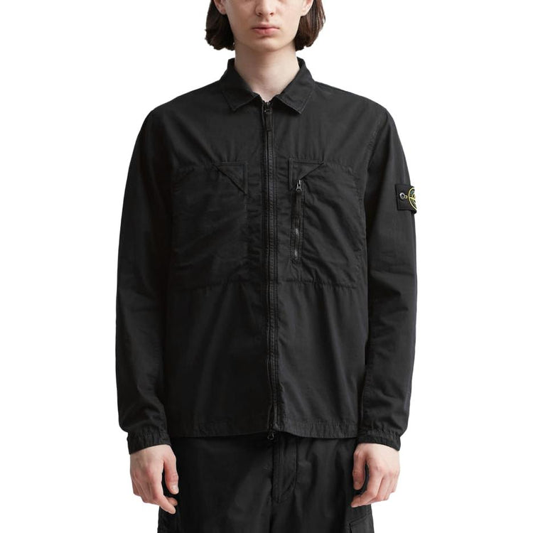 Куртка чоловіча Stone ISLANDBrushed Cotton Canvas Zip Shirt Jacket 'Black' — фото 5