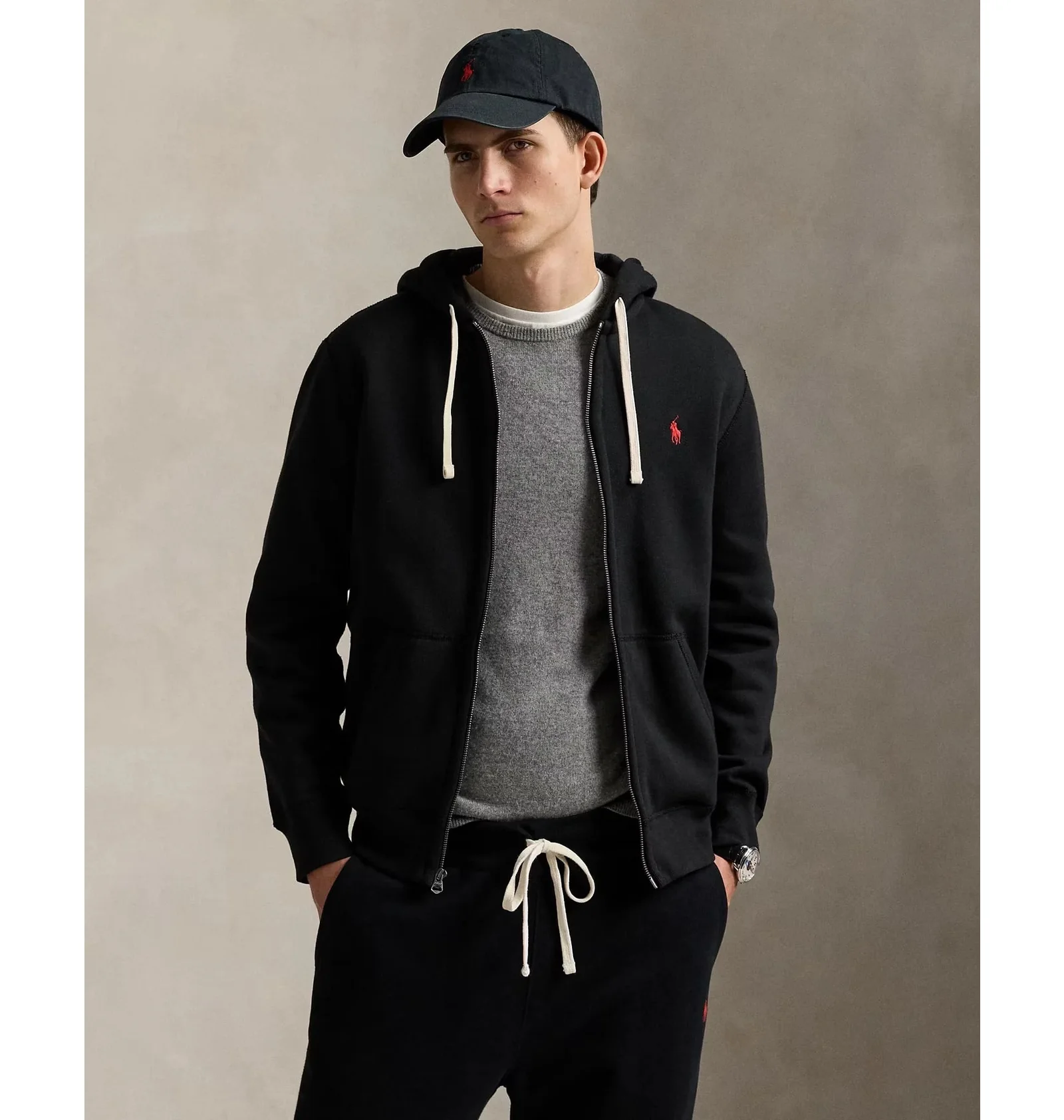 Худі чоловіче Polo Ralph Lauren Fleece Full-Zip Hoodie Black — фото 3