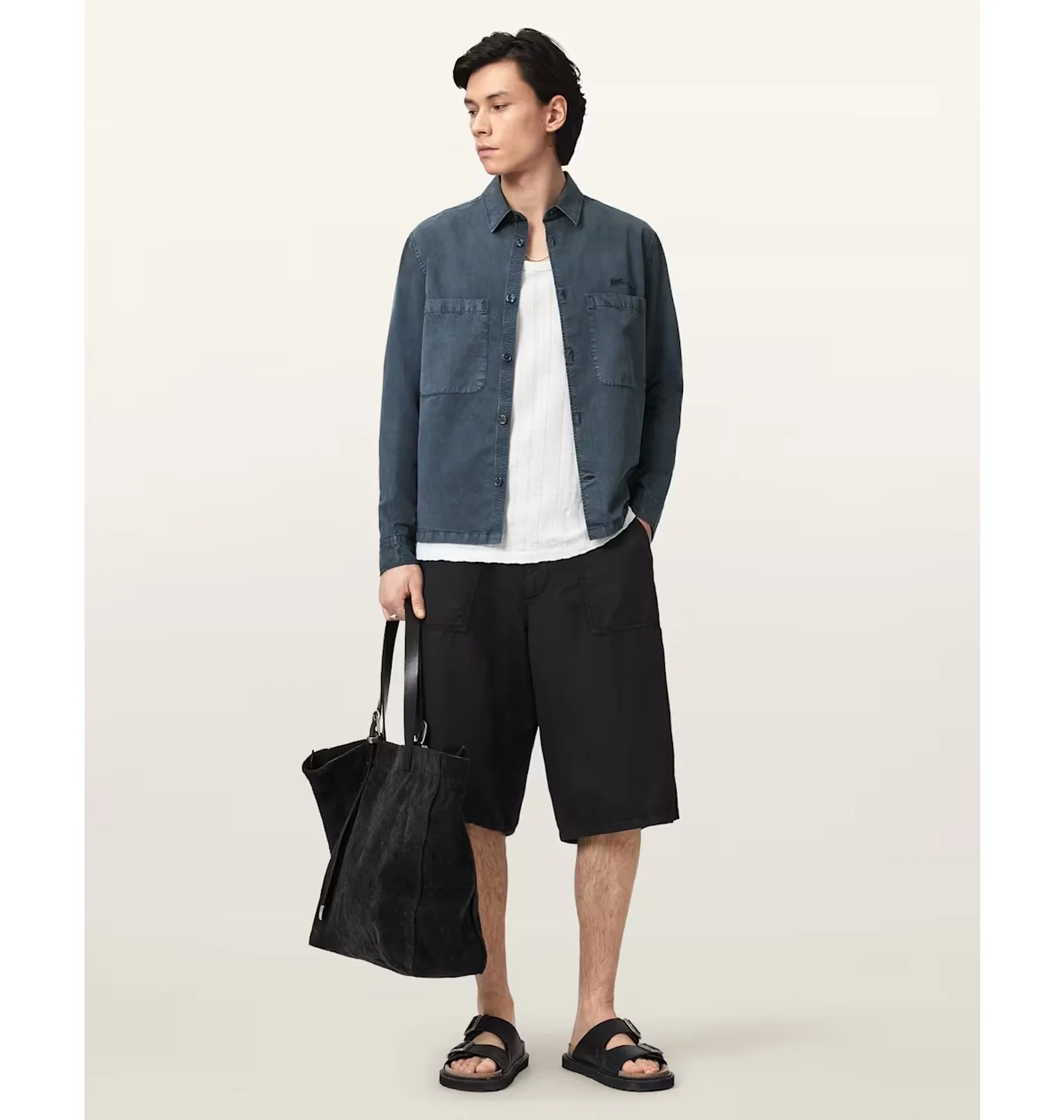 Світшот чоловічий Allsaints Rohdi Long Sleeve Overshirt Dark Steel Blue — фото 4