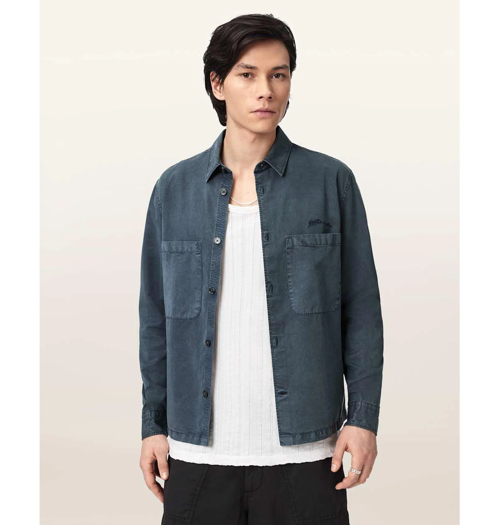 Світшот чоловічий Allsaints Rohdi Long Sleeve Overshirt Dark Steel Blue — фото 5