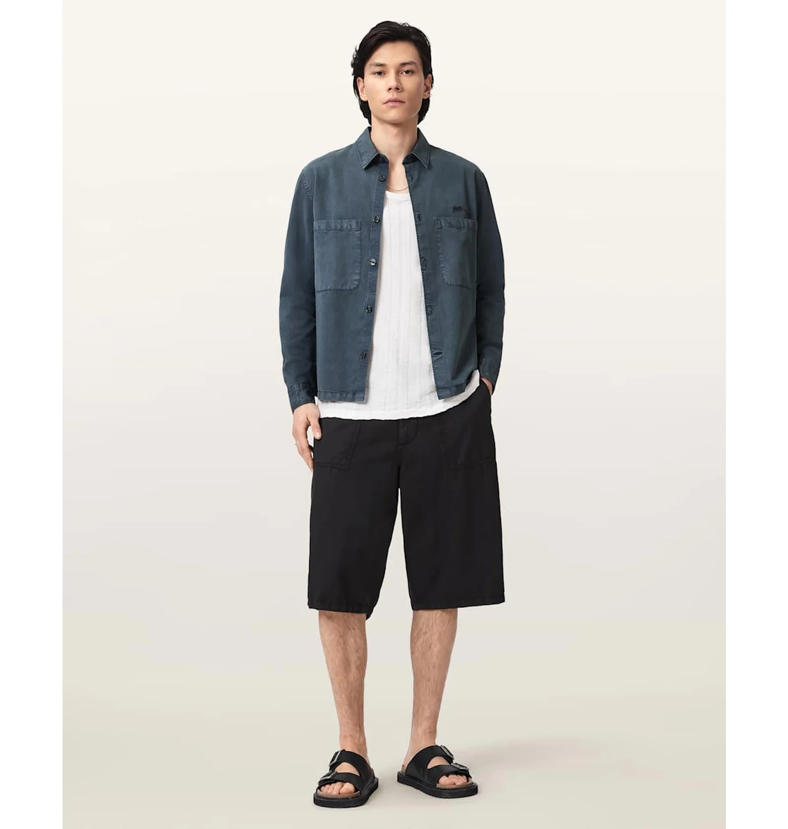 Світшот чоловічий Allsaints Rohdi Long Sleeve Overshirt Dark Steel Blue — фото 7