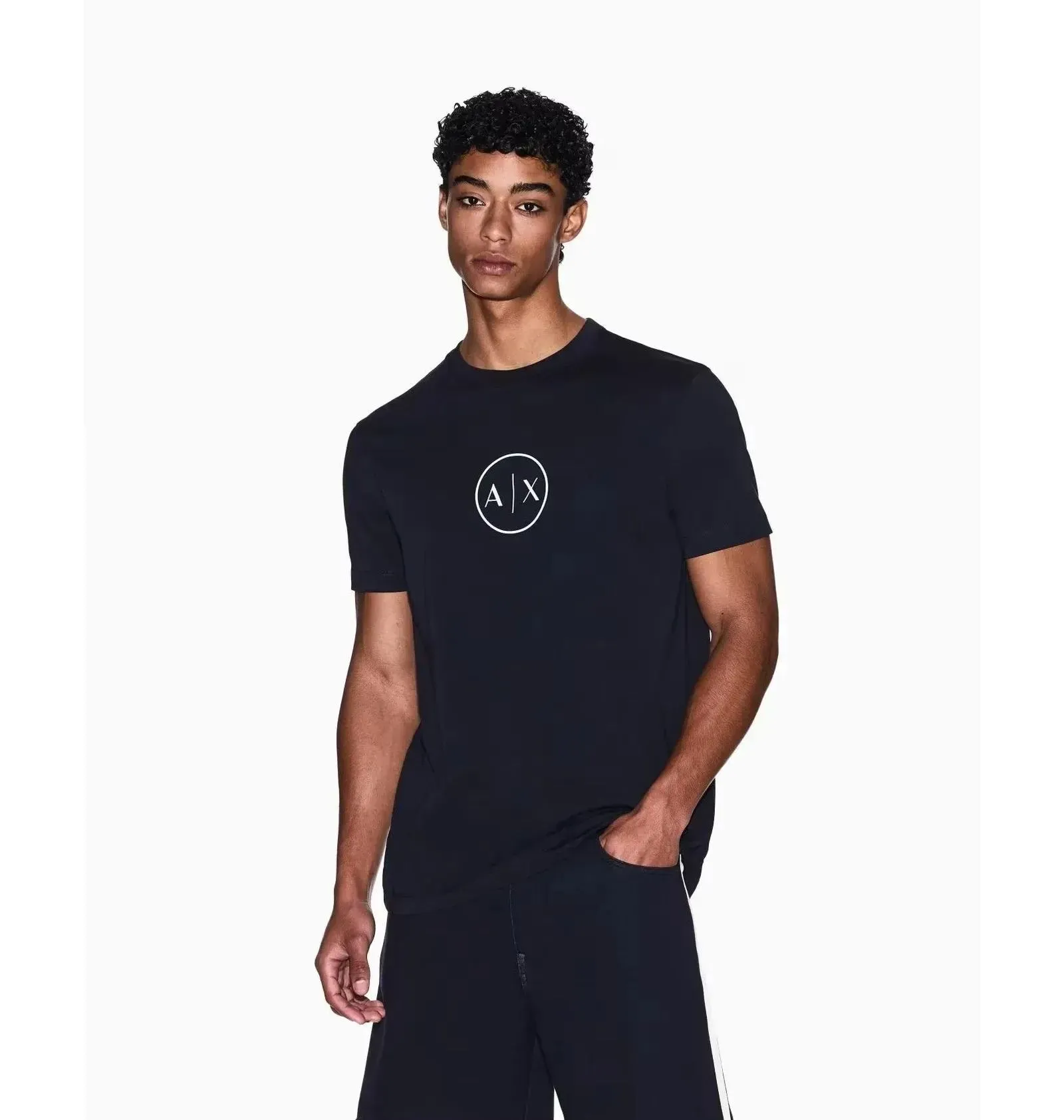 Футболка чоловіча Armani Regular Fit T-Shirt With Round Logo Black — фото 5