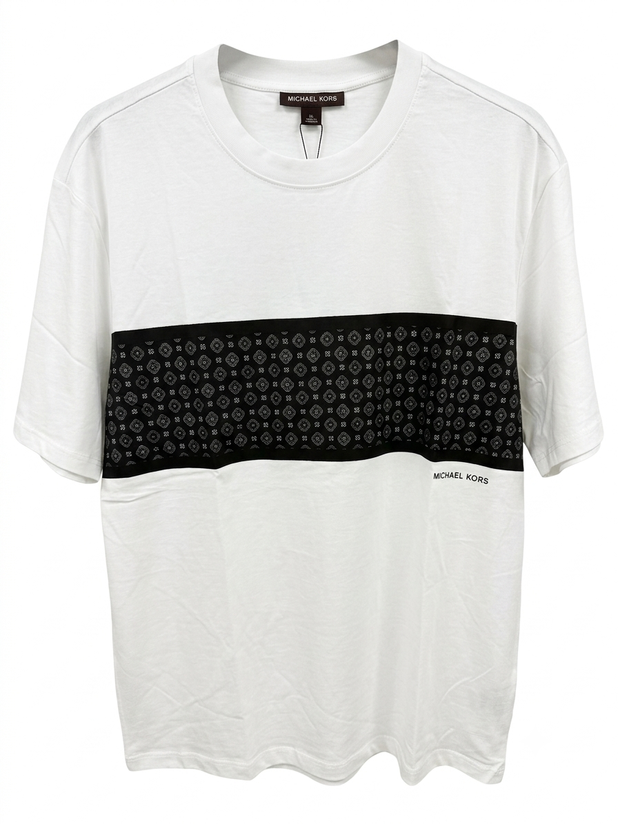 Футболка чоловіча Michael Kors Foulard Stripe Short-Sleeve Tee White — фото 1