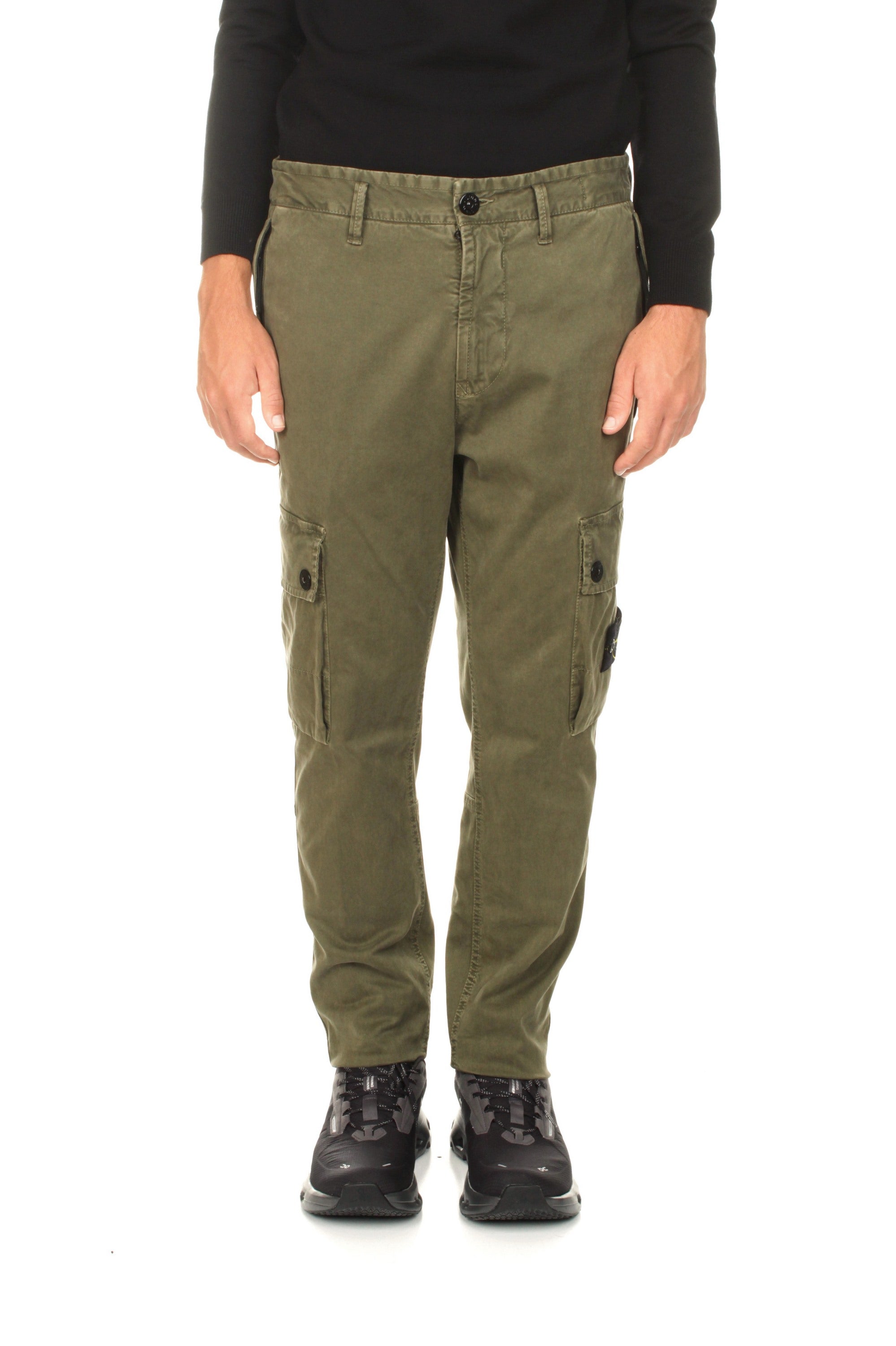 Штани чоловічі Stone Island Men's Green Logo Patch Cargo Pants — фото 1