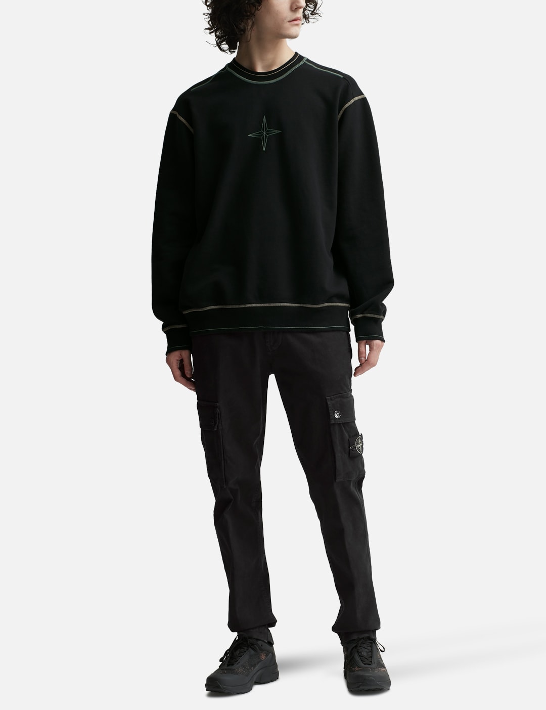 Світшот чоловічий Stone Island Logo Print Crew Neck Pullover Sweatshirt — фото 7