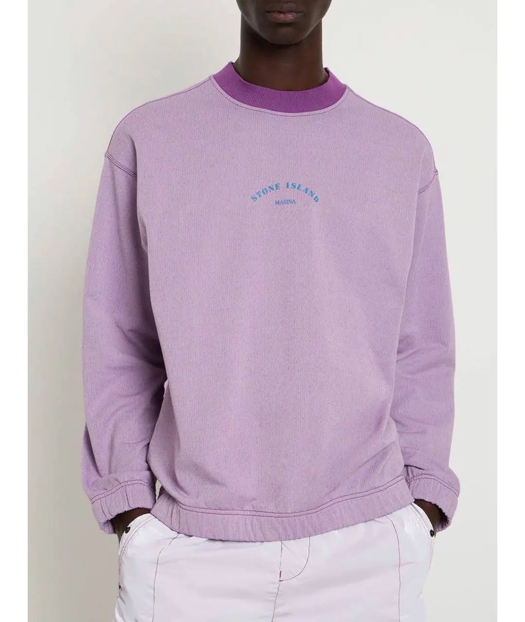 Світшот чоловічий Stone Island SS23 Marina Collection Round Neck Letter Print Casual Loose Sweatshirt Men's Magenta Pczec — фото 7