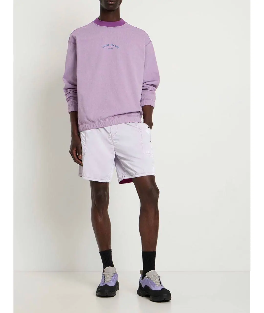 Світшот чоловічий Stone Island SS23 Marina Collection Round Neck Letter Print Casual Loose Sweatshirt Men's Magenta Pczec — фото 4