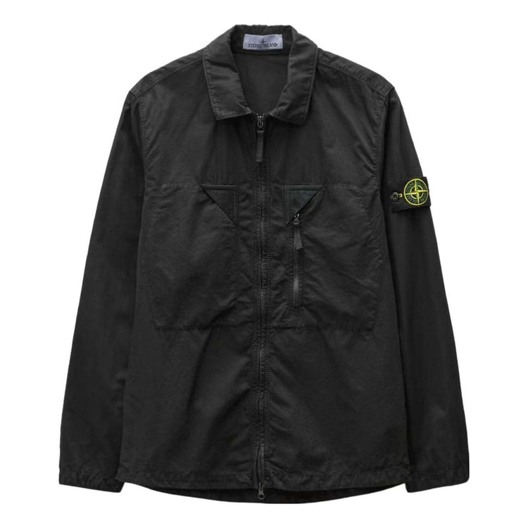 Куртка чоловіча Stone ISLANDBrushed Cotton Canvas Zip Shirt Jacket 'Black' — фото 3
