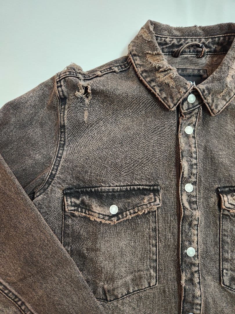 Джинсова сорочка Zara коричнева — фото 7