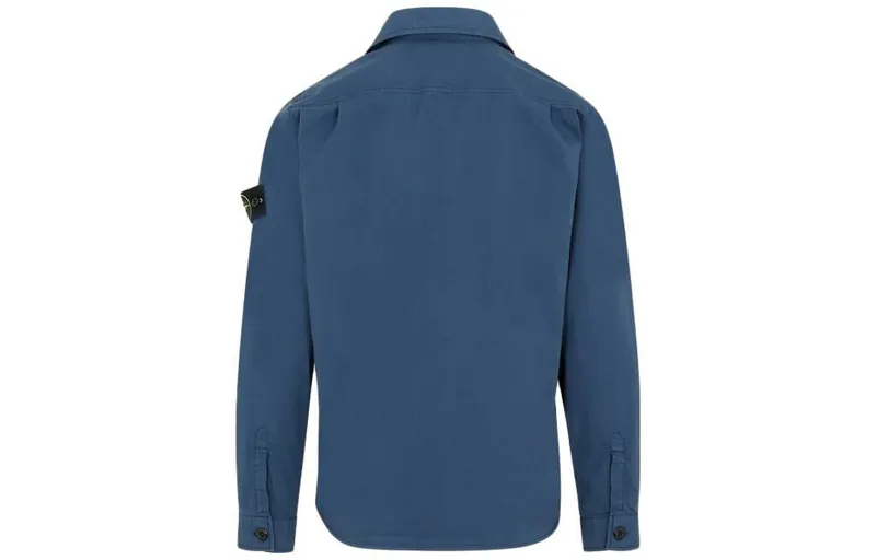 Сорочка чоловіча Stone Island Solid Color Logo Chest Pocket Button-Down Jacket — фото 4