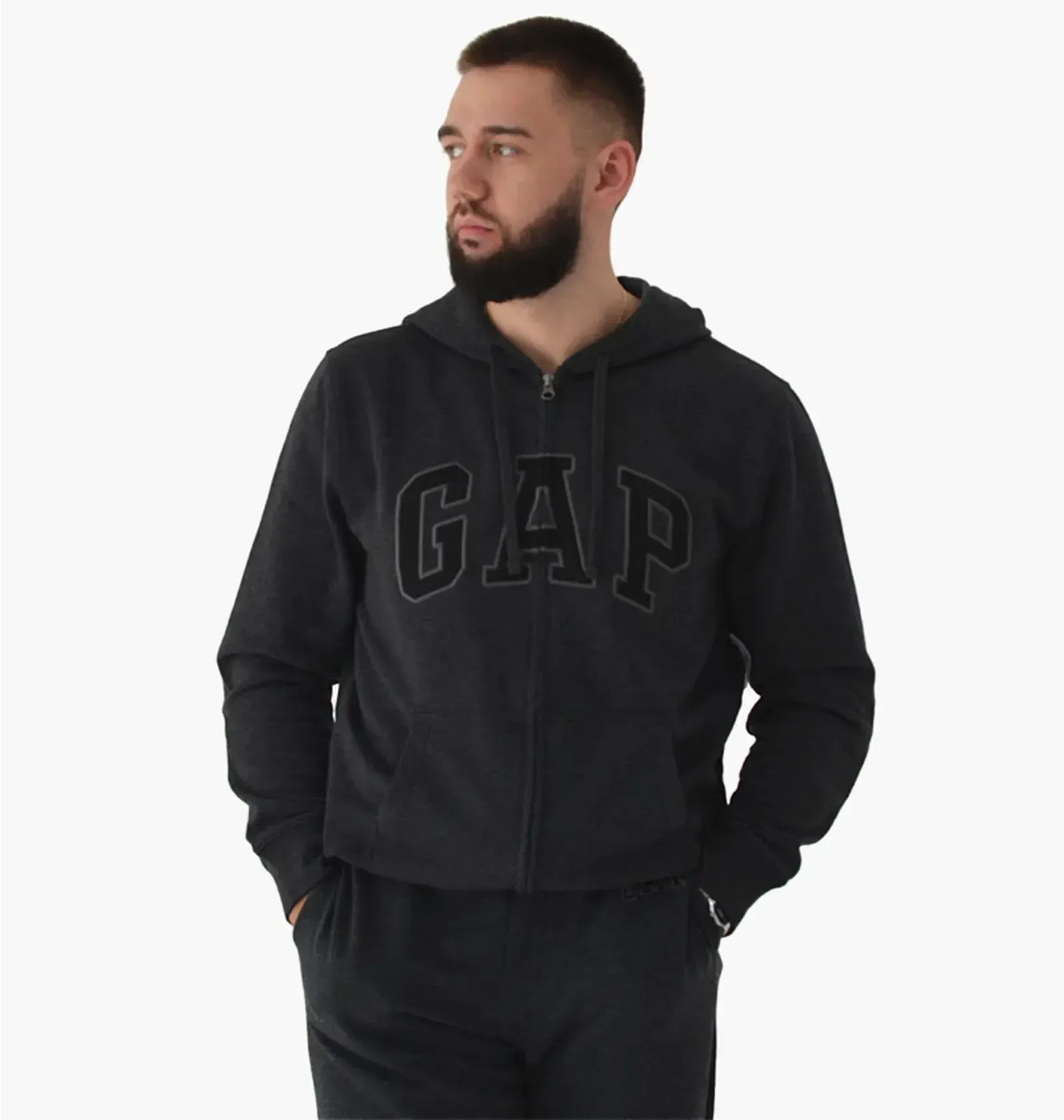 Худі чоловіче Gap Logo Zip Hoodie Grey (218871801) — фото 1