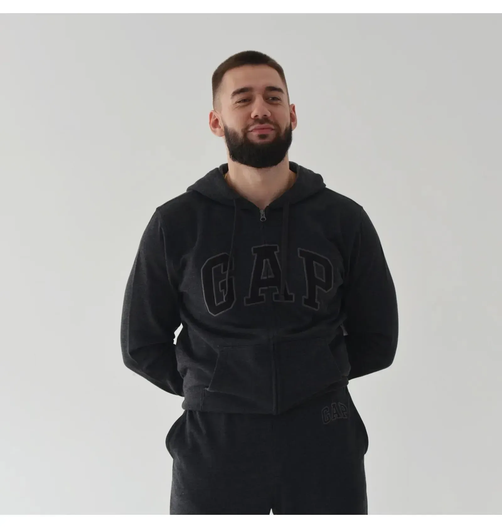 Худі чоловіче Gap Logo Zip Hoodie Grey (218871801) — фото 5