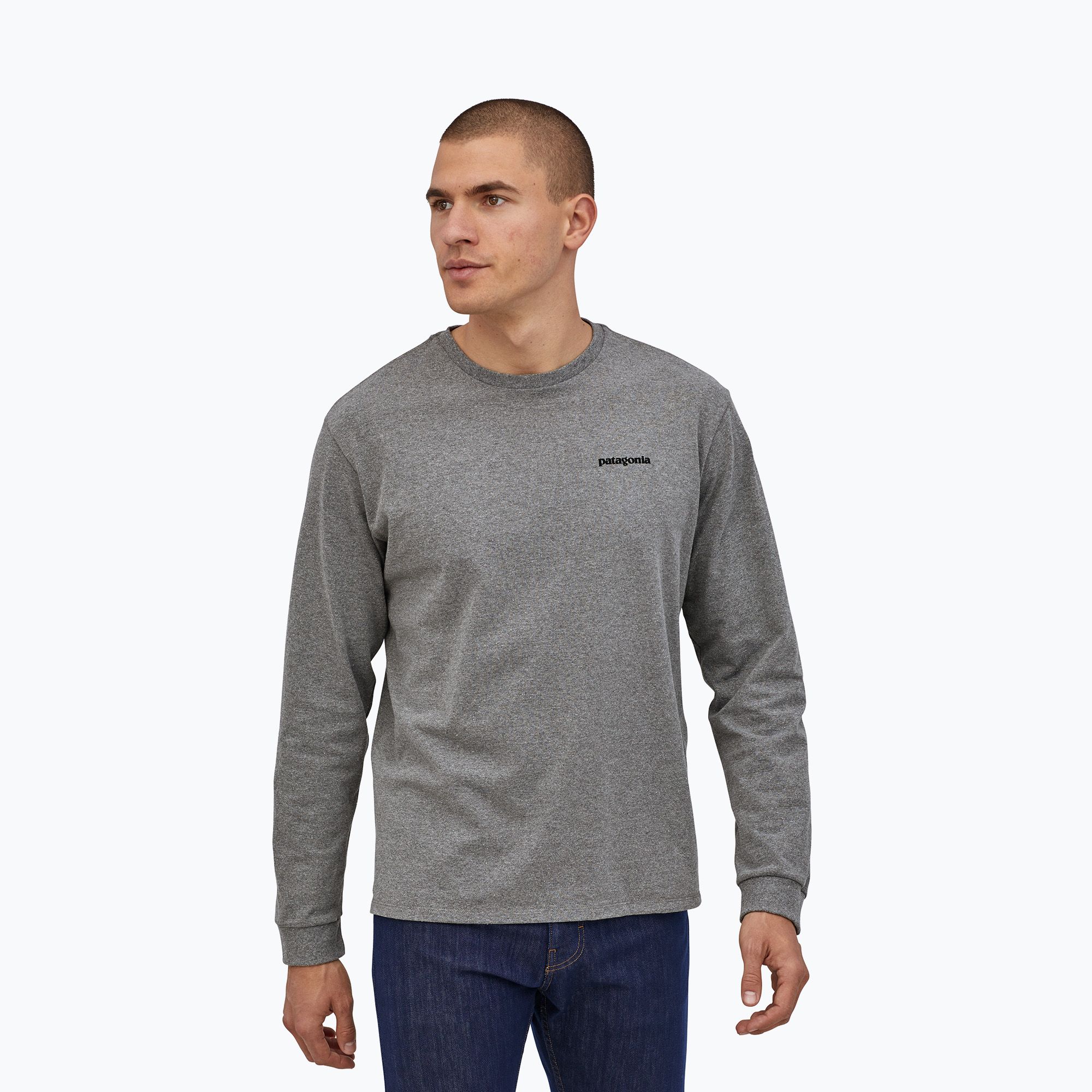 Кофта чоловіча Patagonia P-6 Logo Uprisal Crew Sweatshirt Gravel Heather Grey Glh39657 (GLH39657) — фото 2