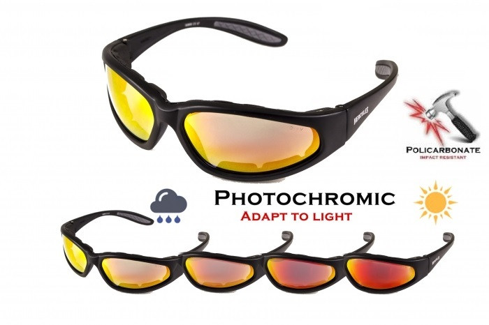 Очки защитные фотохромные Global Vision Hercules-1 Plus Photochr. A/F (G-Tech™ red) фотохромные красные зеркальные — фото 1